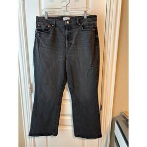 Pistola Distressed Wide Leg Size 32 Cropped Black Jeans